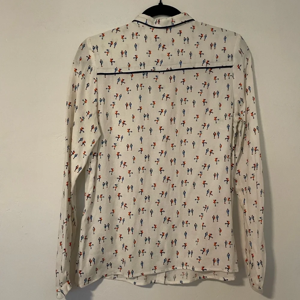 French Button Up Blouse with Figure Stakers Brand Acoté - Picture 7 of 9